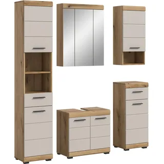 xonox.home – Badkombination Scout 164x191x34 cm in Evoak Oak und Kaschmir Nachbildung matt – Breites Badmöbel-Set mit klarer Formensprache – modern, robust & durchdacht