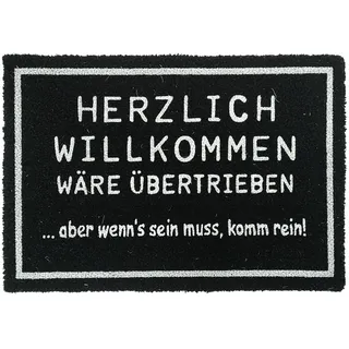Relaxdays Fußmatte Kokos 60x40cm, Türvorleger Willkommen, rutschfest, wetterfest, Fußabstreifer innen & außen, schwarz