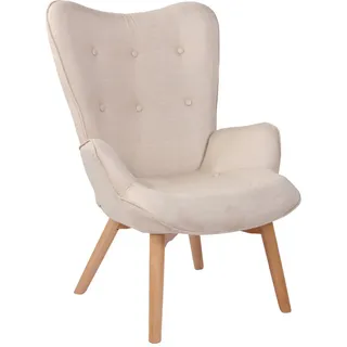 CLP Sessel Stoff creme , Creme , Textil , 71x100x77 cm , Wohnzimmer, Sessel, Ohrensessel