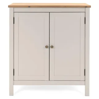 CALICOSY - Kleines Sideboard mit 2 Türen, Kaschmir- und Eichenoptik B80 cm - LUND - Beige