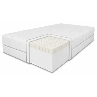 MARPUR Latexmatratze 90x200 Memory, H3, Höhe 11 cm, inkl. Bezug - Weiß