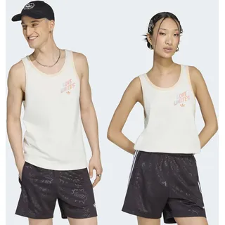 Tanktop ADIDAS ORIGINALS "PRIDE GFX TANK", Damen, Gr. 4XL, beige (cloud weiß), Obermaterial: 100% Baumwolle, Rundhals, Tops Tanktop, für Erwachsene, mit Rundhalsausschnitt, ohne Verschluss, aus Baumwolle