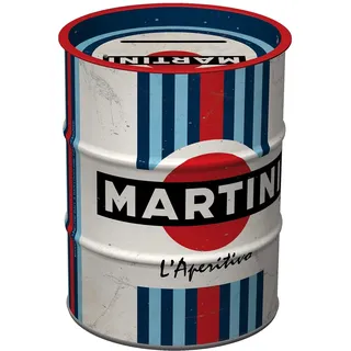 Nostalgic Art Nostalgic-Art Retro Spardose, 600 ml, Martini – L'Aperitivo Racing Stripes – Geschenk-Idee als Bar-Zubehör, Sparschwein aus Metall, Vintage Blech-Sparbüchse