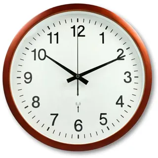 CLOXON Funkwanduhr Holz Optik Wohnzimmeruhr Funkuhr 32,5 cm ohne Ticken Küchenuhr batteriebetrieben Design Wanduhr braun