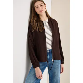 Langarmbluse CECIL, Damen, Gr. M (40), macchiato braun, Web, Obermaterial: 60% Viskose, 39% Polyester, 1% Elasthan, unifarben, lässig geschnitten hüftbedeckend, Rundhals, elastischer Bund, Blusen Langarmbluse, Blouson mit Seersucker Struktur