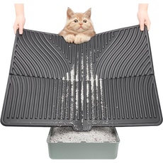 UPSKY Katze Wurf Matte, große Kitty Wurf Trapping Matte weich auf Kitty Paws, Litter Box Matte halten Boden sauber,76 x 61cm wasserdicht und waschbar Katze Wurf Catcher Pad für Streu Kontrolle