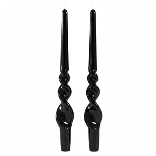 Cereria Di Giorgio Set mit 2 handgefertigten Kerzen mit Spirale Voluta lackiert - Höhe 30 cm - Schwarz