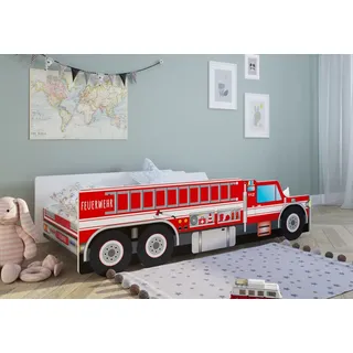 Kids Collective Kinderbett Feuerwehr 70 x 140 cm Holz rot