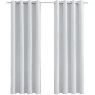 PONY DANCE Thermo Türvorhang Kälteschutz Ösenschal Blickdicht 2er Set H 213 x B 132 cm Verdunklungsgardine Weiss Wohnzimmer Vorhänge Wärmeisolierend, Grau-weiß