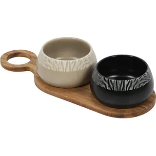 Snackschalen RORI, 2 Stück + Tablett - Schwarz, Grau