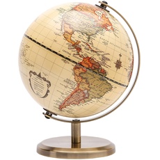 Topglobe 14cm Antiker Globus- Englische Karte - Metallbasis Bronzierte Farbe - Pädagogische/geografische/Moderne Schreibtischdekoration - für Schule, Zuhause und Büro