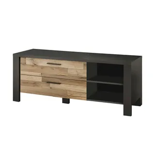 Begabino Dallas TV-Lowboard in Montana Oak Optik, Graphit - Moderner TV Schrank mit Schubladen und viel Stauraum für das Jugendzimmer - 138 x 54 x 46