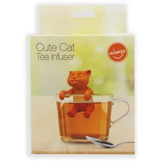 Winkee - Cute Animal Teesieb I Tee Ei für losen Tee I Tea Infuser lustig I Teesieb für Tasse I Gewürzsieb Silikon I Teekugel-Tier-Figur (Kätzchen)