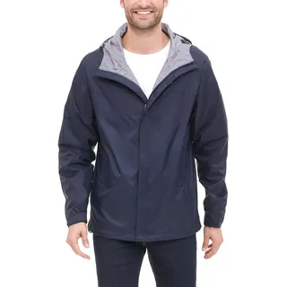 Tommy Hilfiger Herren Leichte, Atmungsaktive, wasserdichte Regenjacke mit Kapuze Regenmantel, Navy, Groß