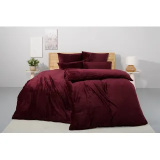 Bettwäsche OTTO HOME "Desner3", rot (bordeaux), B/L: 135cm x 200cm, 1 Stk., 1 Stk., Microfaser, B/L: 80cm x 80cm, 2 Stk., Microfaser, Obermaterial: 100% Polyester, Bettwäsche, Bettwäsche, Bettwäsche mit Reißverschluss, Cashmere-Touch, kuschelig & weich