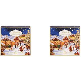 Lindt Schokolade Weihnachtsmarkt Mini-Tisch-Adventskalender 2023 | 115 g | 24 süße Mini Kugeln in verschiedenen Sorten | Schokolade für die Weihnachtszeit | Schokoladen-Geschenk (Packung mit 2)