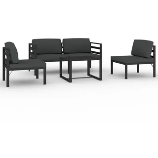 vidaXL 5-tlg. Garten-Lounge-Set mit Kissen Aluminium grau