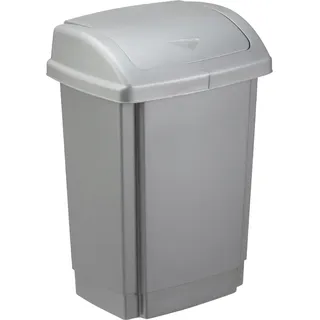 plast team Schwingdeckel-Abfalleimer 10 Liter silber - Grau