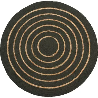 Home Styling Collection Webteppich Ø 90 cm , Dunkelgrün , Naturmaterialen , Rund , 90x90 cm , leicht zusammenrollbar , Teppiche und Böden, Teppiche