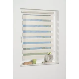 K-HOME Klemmfix Doppelrollo Andorra ohne Bohren Beige 50 x 150 cm (B x L)