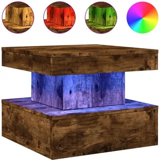 vidaXL Couchtisch mit LED-Leuchten Räuchereiche 50x50x40 cm - Braun