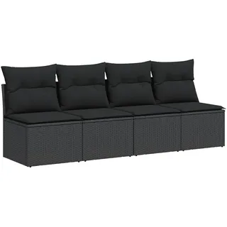 vidaXL Gartensofa 4-Sitzer Loungesofa schwarz