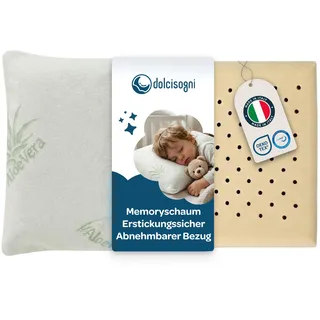 DOLCI SOGNI Kinderkopfkissen ab 2 Jahre - Kissen Kinder Memory Foam 60x40x6 – Ergonomisches Kopfkissen mit Aloe-Bezug, Atmungsaktiv & Oeko-TEX Zertifiziert – Made in Italy