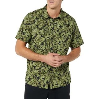 Amazon Essentials Herren Utility-Hemd mit kurzen Ärmeln, Zwei Taschen und Standard-Passform, Grün Military Muster, XXL Tall