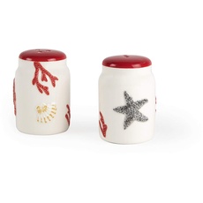 Excelsa Coral Salz- und Pfefferstreuer, Keramik, Weiß und Rot, 2 Stück