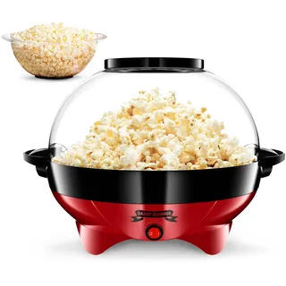 Gadgy Popcorn Maschine groß - Retro Popcorn Maker 5 L - Popcorn Maker mit Antihaftbeschichtung und abnehmbarer Heizfläche - Popkorn Maschine rot - Popcornmaschine 800W - Popcorn machine