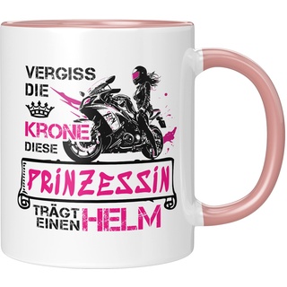 TassenTicker - Motorrad Tasse - Geschenke für Frauen Freundin Frau - Motorradfahrerin - Geschenkidee - Kaffeetasse - lustig - Bikerin - Becher (Rosa)