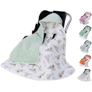 Miracle Baby Einschlagdecke Babyschale Winter Baumwolle Reversible Decke Universal Kuscheldecke 90x90cm für babyschale Kinderwagen mit 8 Punkt Gurt Löcher