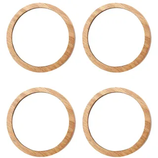 Lurrose 4pcs Runden Spiegel aus Holz Taschenspiegel Kleinen Kompakten Spiegel für Geldbörsen (7.5 cm)