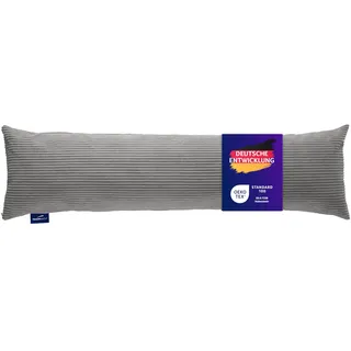 Traumnacht Seitenschläferkissen aus gemütlichem Cord-Bezug, steingrau, 1.300 Gramm Füllgewicht mit Reißverschluss, 40 x 145 cm, waschbar, entwickelt in Deutschland