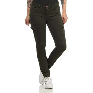 ONLY Cargo Jeans Hose | Stretch Denim Jogger Pants | Slim Mid Waist Karottenhose ONLMISSOURI, Farben:Grün-3, Größe:38W / 32L, Z-Länge:L32