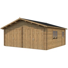 Bild Blockbohlen-Garage, BxT: 575 x 510 cm (Außenmaße), Holz - braun