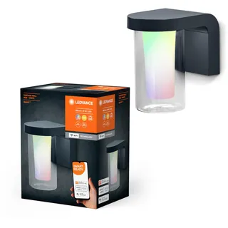LEDVANCE SMART+ WiFi CASCADE RGBW 18cm- dimmbare LED Wandleuchte dunkelgrau für Außen mit hochwertigem Aluminium-Gehäuse, RGB-Farbsteuerung, 10 W, 3000 Kelvin warmweiß,