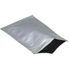 WACCOMT Pack 100 Stück Flache Mylar Taschen mit Reißverschlussverschluss Lebensmittel Aufbewahrung Silber Aluminium Folien Beutel Heißsiegelbar mit Aufreißkerbe 6x8cm (2.3x3.1 inch)