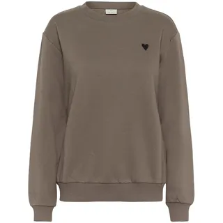 Sweatshirt KAFFE "Damen Sweatshirt KAliddy", Damen, Gr. S, braun (morel with schwarz heart), Obermaterial: 85% Baumwolle CO. 15% Polyester PES., Sweatshirts Sweatshirt