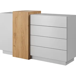 FURNLUX Sideboard 3d Weiss & Beige 160cm / Hauptfarbe: Beige / Abmessungen: 160 x 94 x 45 cm - Beige