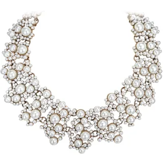 EVER FAITH Strass Kristall Halskette Vintage Kostüm Statement Kragen für Damen Party Klar Elfenbeinfarbe