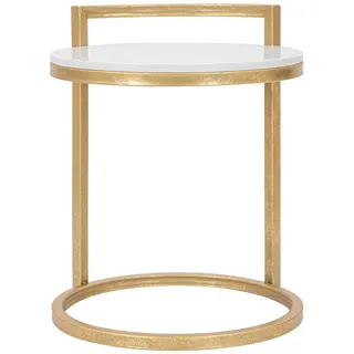 Mauro Ferretti Couchtisch, Gold, Weiß, Metall, Stein, 40x50x43 cm, Wohnzimmer, Wohnzimmertische, Couchtische