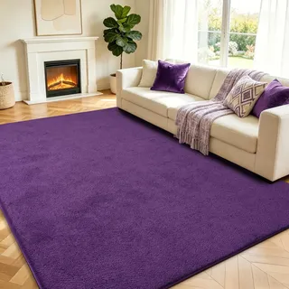 Teppich Wohnzimmer Groß 160x230cm Flauschiger Waschbarer Teppiche Lila