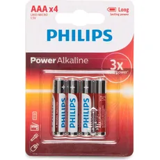 Philips Batterie AAA Power Alkaline (4 Stk., 1/3 AAA), Batterien + Akkus