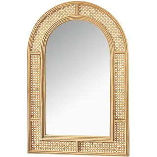 Wandspiegel LOCKER "Spiegel", braun, B:90cm H:60cm T:3cm, Geflecht Rattan, Glas, Spiegel, Wandspiegel