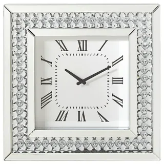 Xora Wanduhr , Silberfarben, Weiß , Glas, Holzwerkstoff , 50x50x5 cm , Dekoration, Uhren, Wanduhren