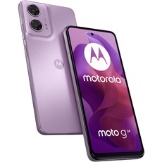 Motorola Mobility Moto g24 Smartphone (6,56"-HD+-Display, 50-MP-Kamera, 8/128 GB, 5000 mAh, Android 14) Pink Lavender, inkl. Schutzcover + Handyhalterung [Exklusiv bei Amazon]
