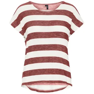 VERO MODA Damen Vmwide Stripe S/L Top Noos T-Shirt, Rote und Weiße Streifen, S