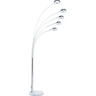 BELIANI Stehlampe Silber Metall 210 cm 5-flammig Marmorfuß verstellbare Schirme langes Kabel mit Schalter Bogenlampe Industrie Look - Silber, Schwarz