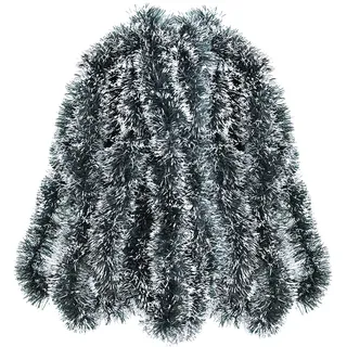 Lametta Girlande Weihnachtsgirlande, 10 m Glänzende Weihnachtsbaum Girlande Flauschigen Weihnachtsdeko, Treppengirlande Weihnachten für Weihnachten Party Indoor und Outdoor Dekoration (Dunkelgrün)